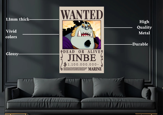 One Piece Jinbe Wanted Metal Poster-Anime Wall Decor