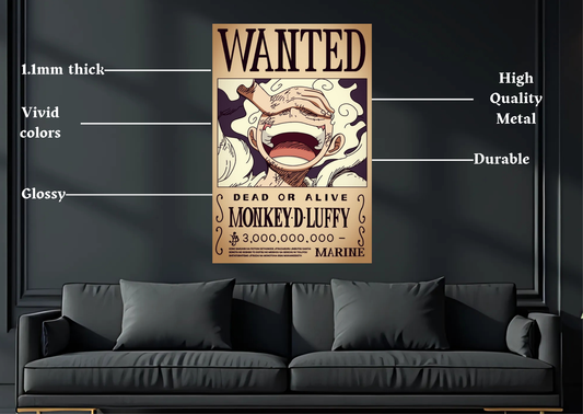 One Piece Gear 5 Wanted Metal Poster-Anime Wall Decor