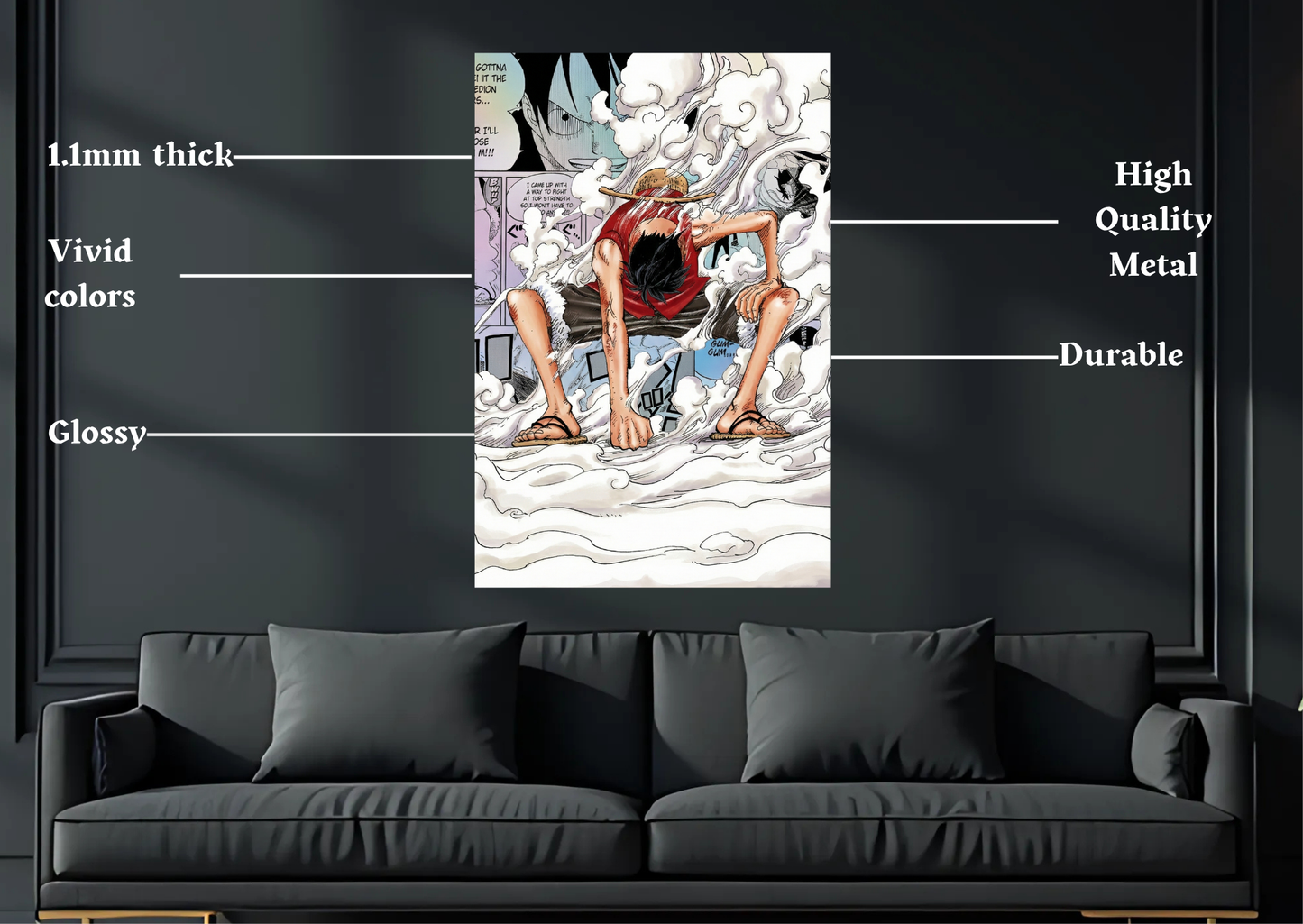 One Piece Luffy Gear 2 Manga Metal Poster-Anime Wall Decor