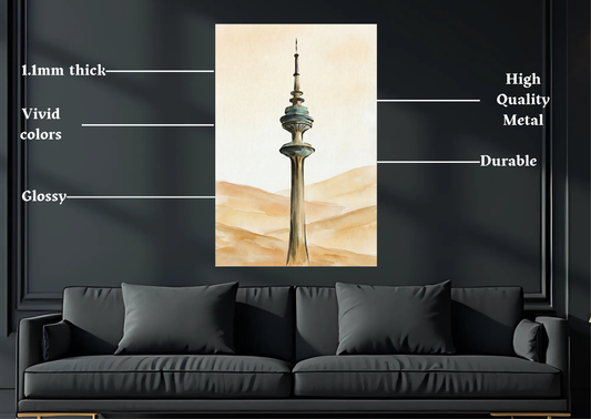 Kuwait Liberation Tower Metal Poster-Wall Decor