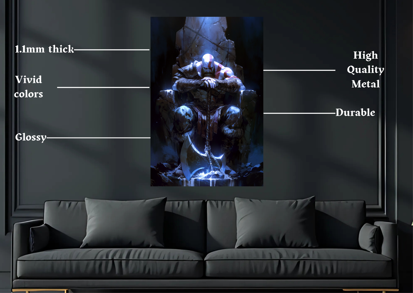 Kratos Throne Metal Poster-Gaming l Wall art