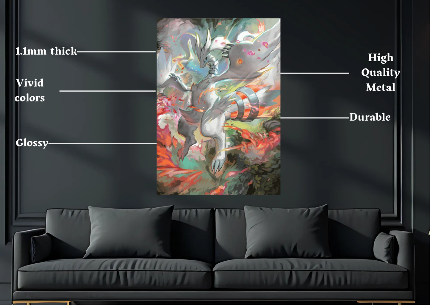 Pokemon Reshiram Metal Poster Gaming Wall Decor