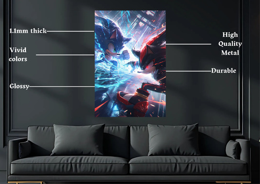 Sonic and Shadow Metal Poster-Gaming Wall Decor