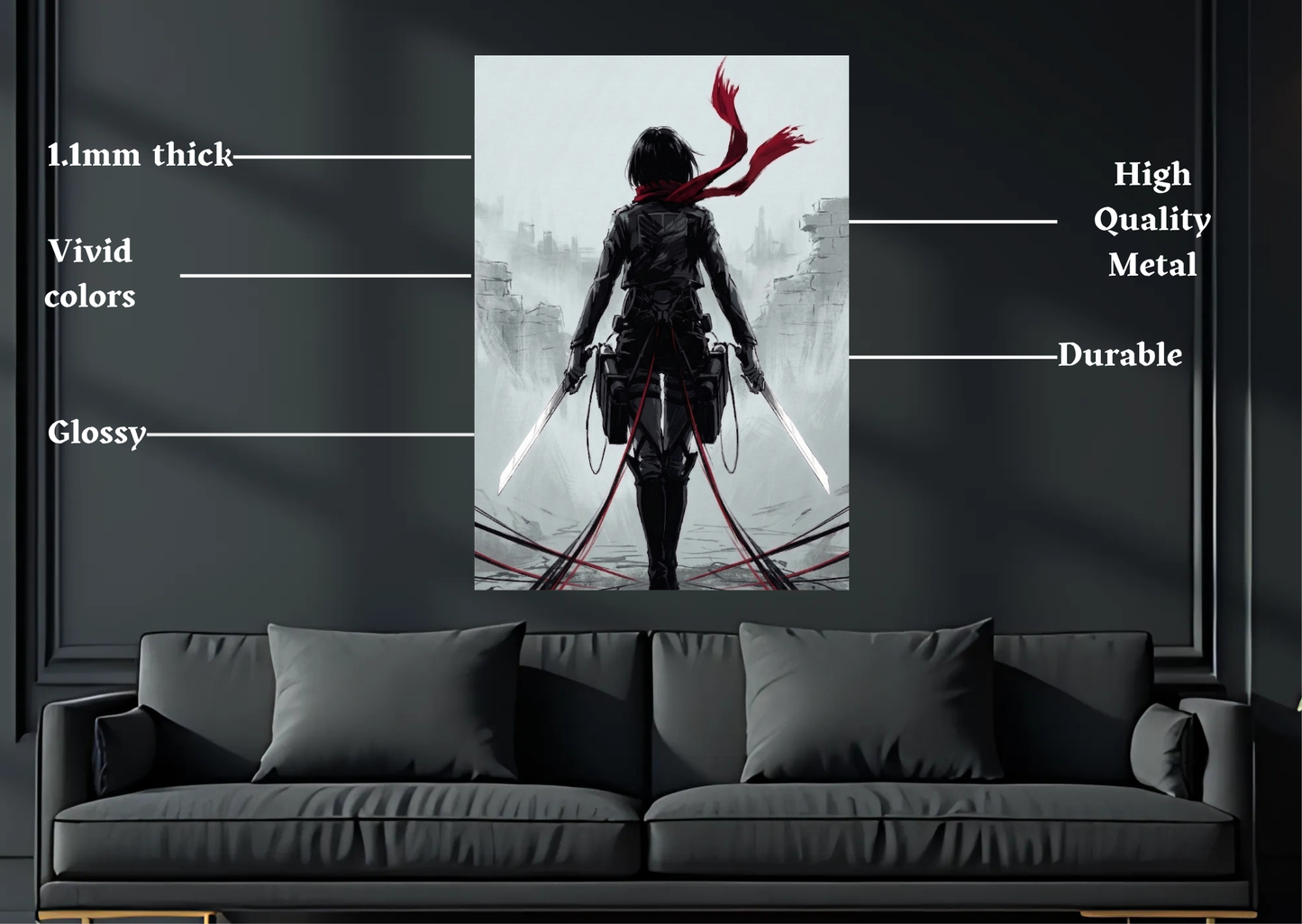 AOT Mikasa Metal Poster-Anime Wall Decor