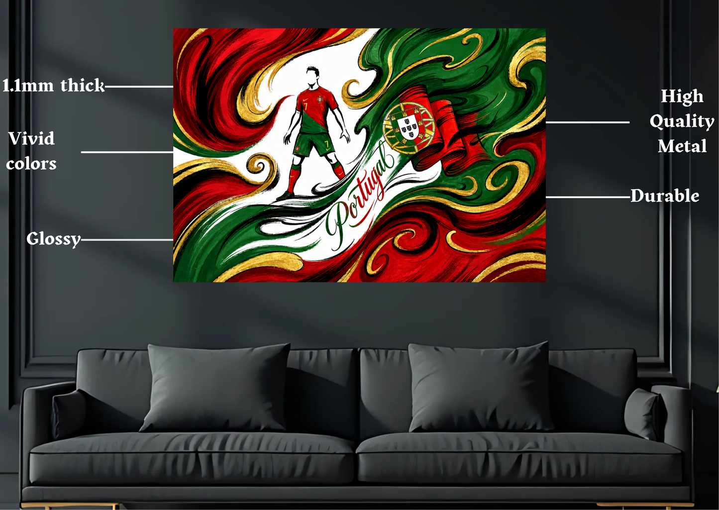 World Cup Ronaldo Portugal Metal Poster