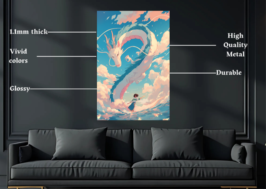 Spirited Away Dragon Metal Poster-Anime Wall art