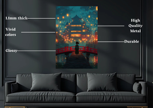 Spirited Away Lights Metal Poster-Anime Wall art