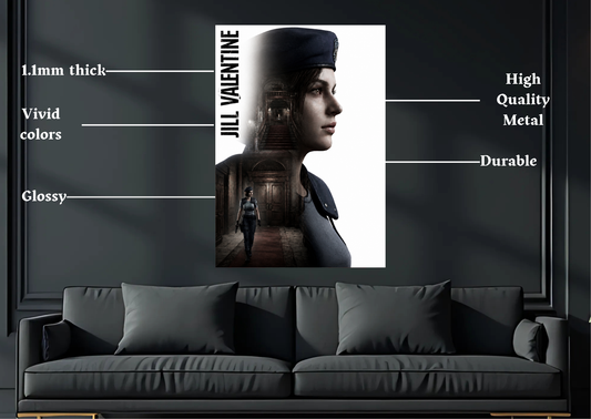 Resident Evil Jill Valentine Metal Poster Gaming Wall Decor