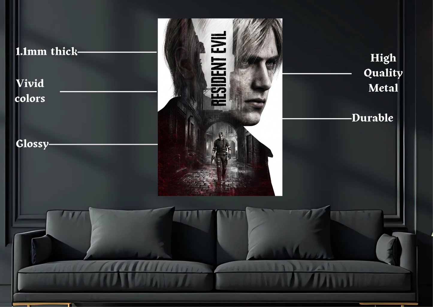 Resident Evil Leone Metal Poster Gaming Wall Decor