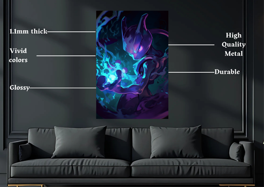 Pokemon Mewtoo Metal Poster-Gaming Wall Decor