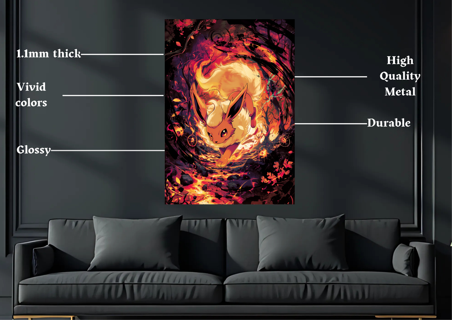 Pokemon Flareon Metal Poster Gaming Wall Decor