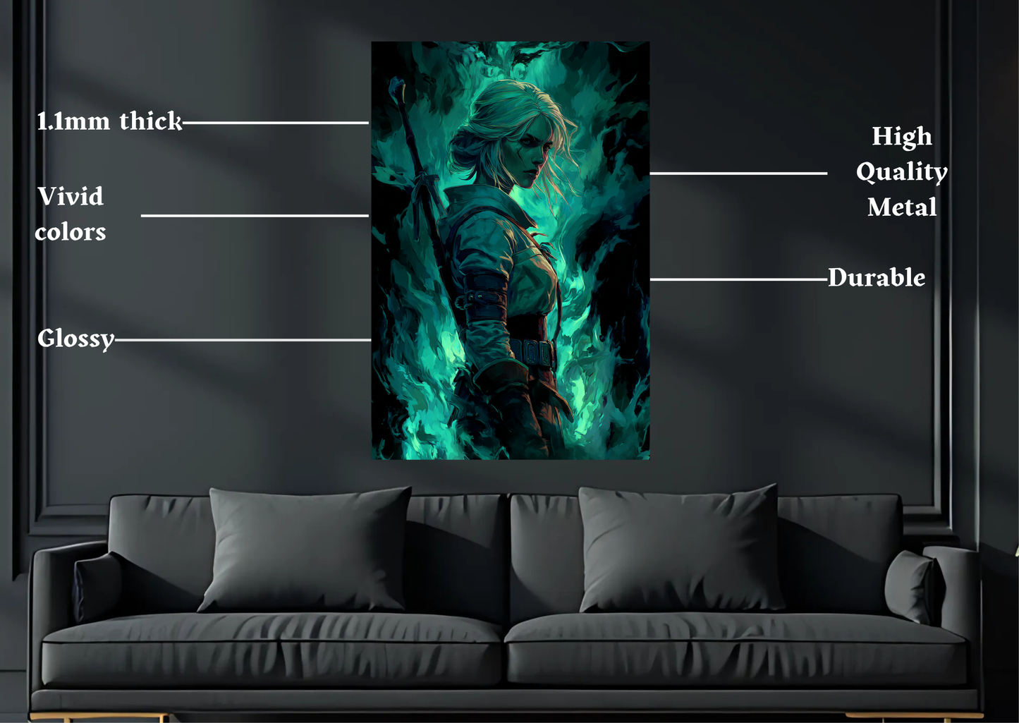 Witcher Ciri Metal Poster-Gaming Wall art