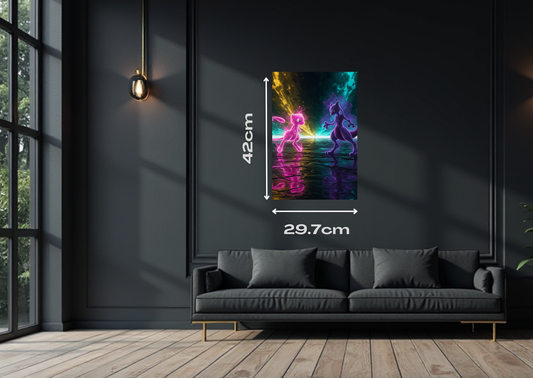 Pokemon Mew Vs Mewtoo Metal Poster-Gaming Wall Decor
