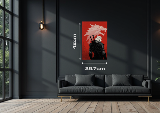 Witcher Geralt Silohette Metal Poster-Gaming Wall Decor