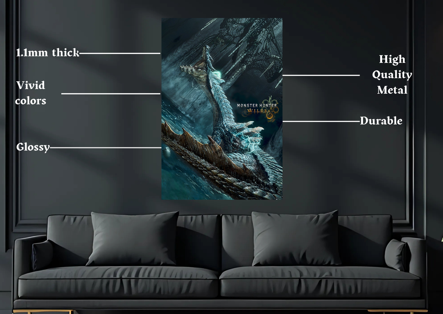 Monster Hunter Lagiacrus Metal Poster-Gaming Wall Decor