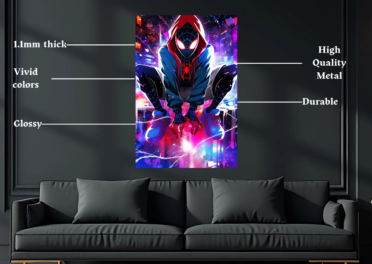 Spiderman Miles hoodie Metal Poster-Marvel Wall art