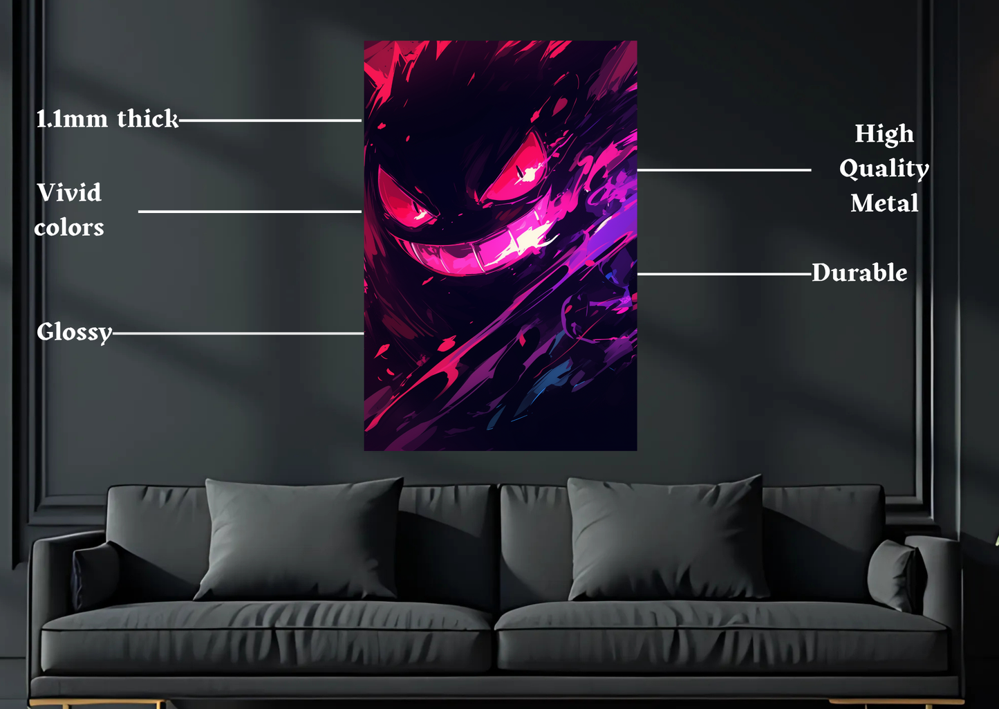 Pokemon Gengar Metal Poster-Gaming Wall Decor