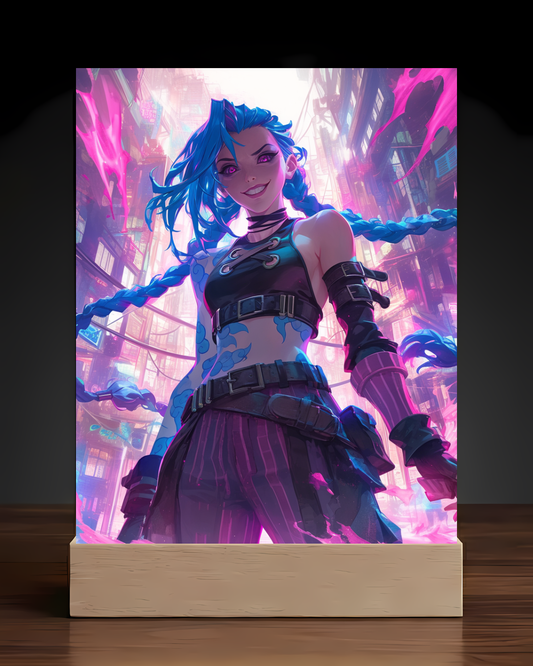 League of Legends Jinx Cyber Acrylic LED Nightlight-Gaming Desk Decor