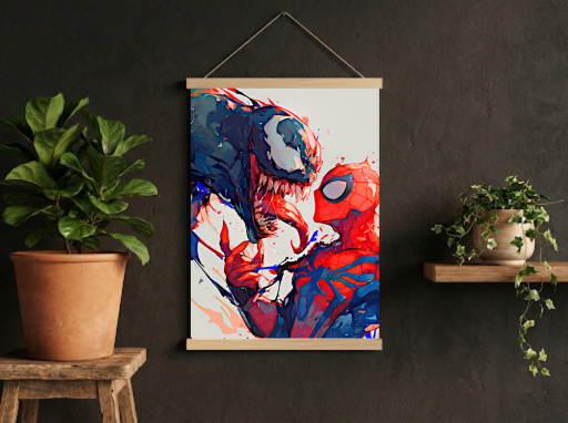 Spiderman vs Venom Scroll -Gaming Wall Decor