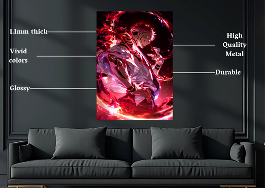 JJK Sukuna Energy Metal Poster-AnimeWall Decor