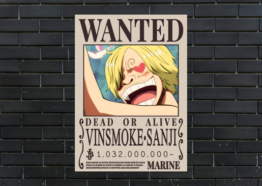 One Piece Sanji Wanted Metal Poster-Anime Wall Decor