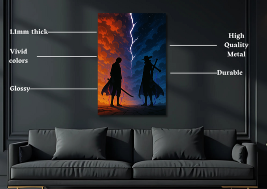 One Piece Shanks Vs Mihawk Metal Poster-Anime Wall Decor