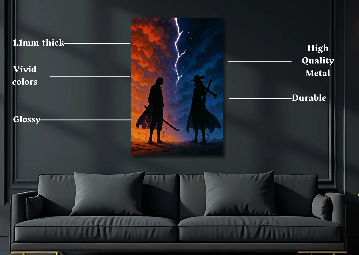One Piece Shanks Vs Mihawk Metal Poster-Anime Wall Decor