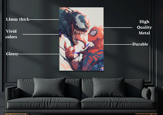 Spiderman vs Venom Metal Poster-Marvel Wall Decor