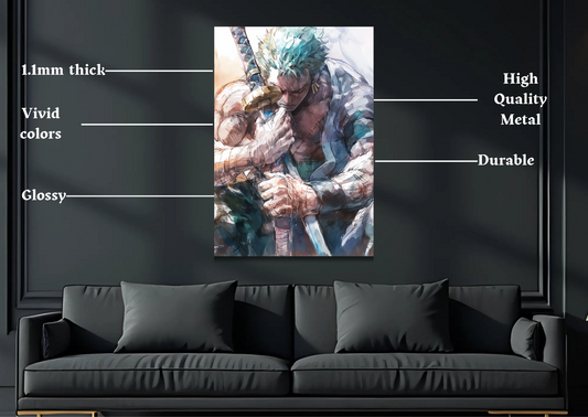 One Piece Zoro Worn Metal Poster-Anime Wall Decor