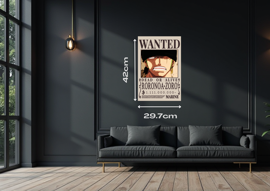 One Piece Zoro Wanted Metal Poster-Anime Wall Decor
