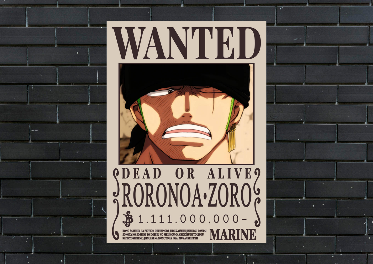Zoro Wanted Metal Poster
