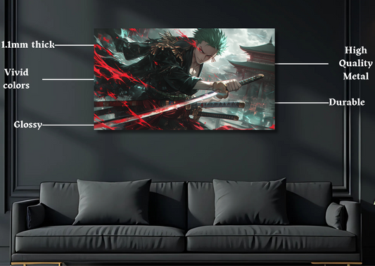 One Piece Zoro Oni Metal Poster-Anime Wall Decor