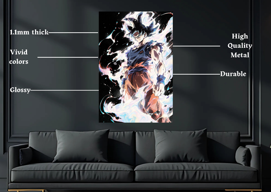 Dragon Ball Super Goku Ultra Instinct Metal Poster size and finish details