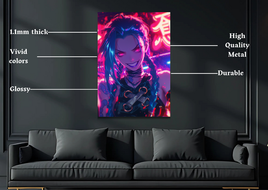 League of Legends Jinx cyberpunk Metal Poster-Gaming Wall Decor