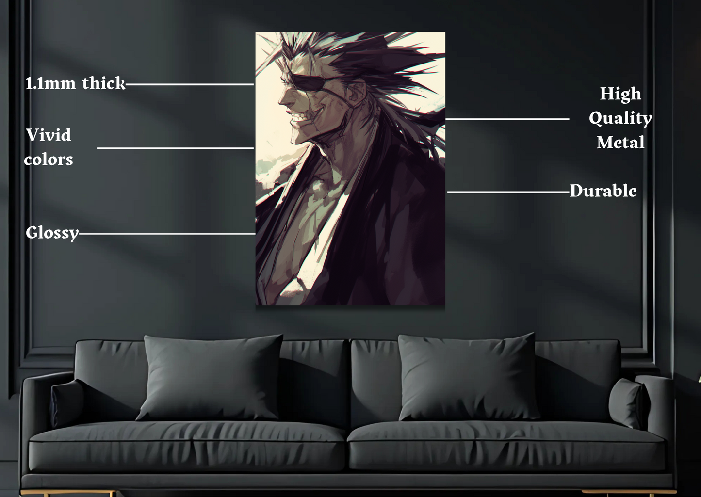 Bleach Zaraki Kenpachi Metal Poster-Anime Wall Decor