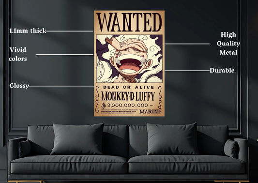 One Piece Gear 5 Wanted Metal Poster-Anime Wall Decor