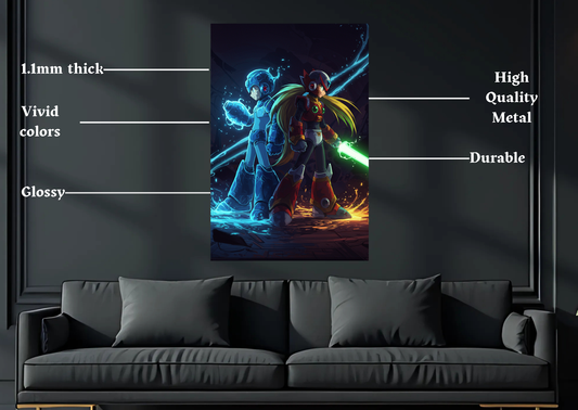 Megaman and Zero Metal Poster-Gaming Wall Decor