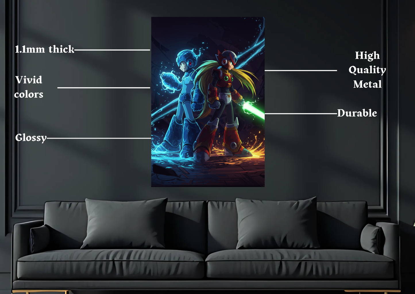 Megaman and Zero Metal Poster-Gaming Wall Decor