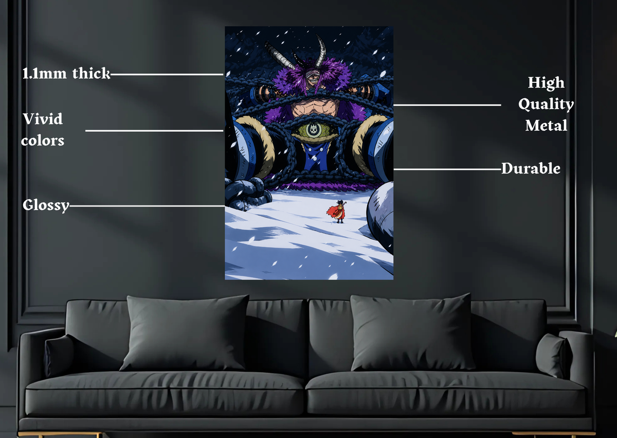 One Piece Luffy and Loki metal poster product details