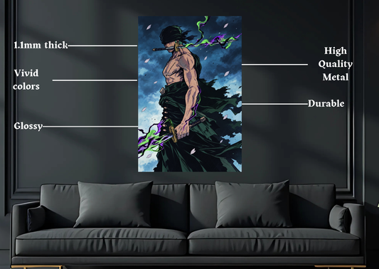 One Piece Roronoa Zoro Haki Metal Poster size and finish details