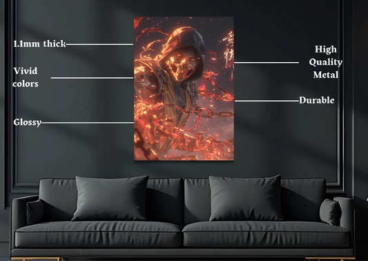 Mortal Kombat Scorpion Chain Metal Poster-Gaming Wall Decor