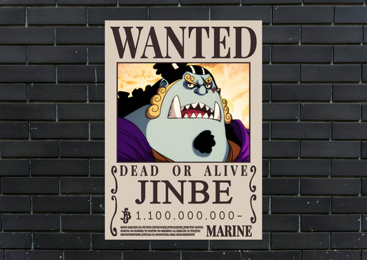 One Piece Jinbe Wanted Metal Poster-Anime Wall Decor