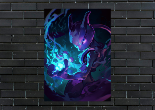 Pokemon Mewtoo Metal Poster-Gaming Wall Decor