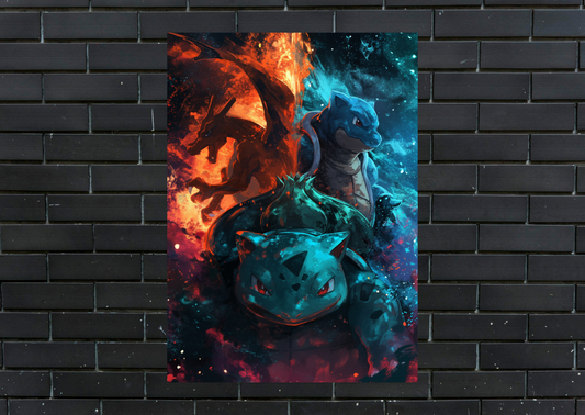 Pokemon trio Metal Poster-Gaming Wall Decor