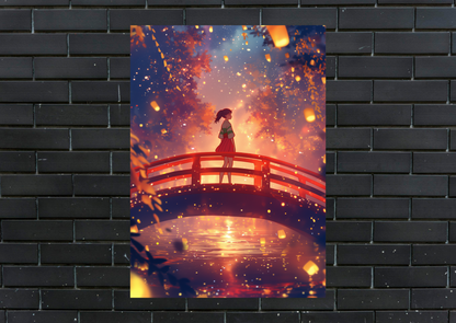 Spirited Away Bridge Lights Metal Poster-Anime Wall art