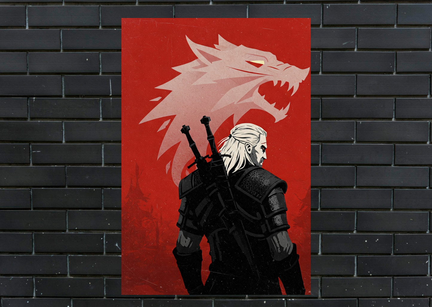 Witcher Geralt Silohette Metal Poster-Gaming Wall Decor