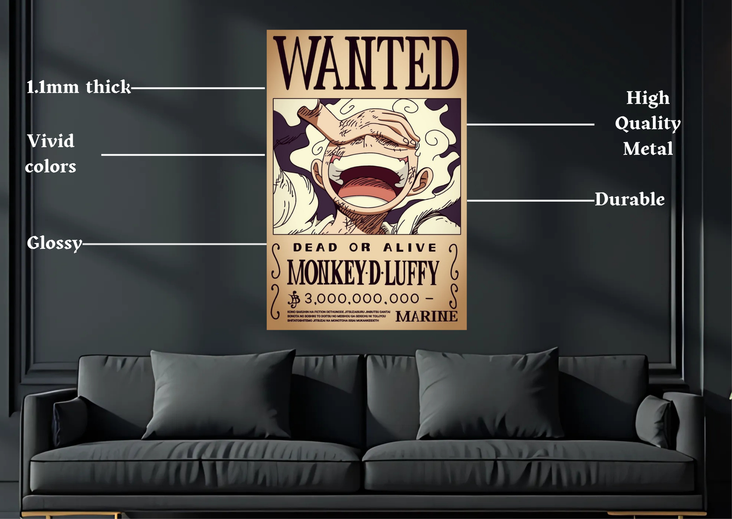 One Piece Gear 5 Wanted Metal Poster-Anime Wall Decor