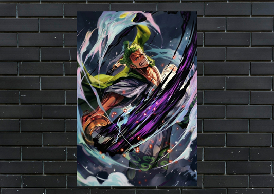 One Piece Zoro Slash Metal Poster-Anime Wall Decor