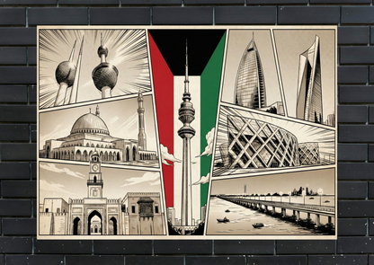 Kuwait Manga Panel Metal Poster-Wall Decor