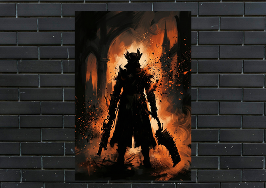 Bloodborne Hunter Silohette Metal Poster-Gaming l Wall art